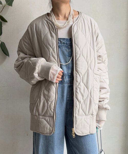 DouDou（ドゥドゥ）の「キルティングMA1（その他アウター・レディース・ブラック/チャコールグレー/ホワイト系その他/ベージュ・FREE）」の2枚目の写真
