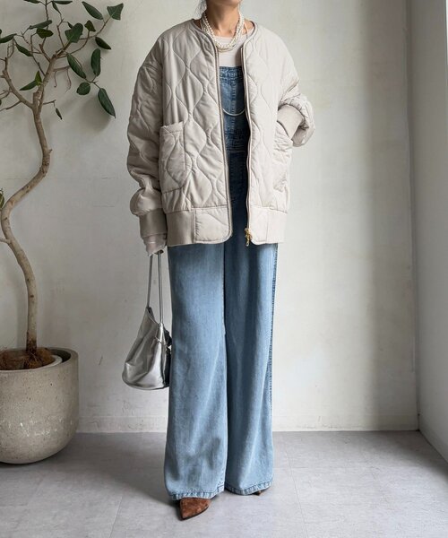 DouDou（ドゥドゥ）の「キルティングMA1（その他アウター・レディース・ブラック/チャコールグレー/ホワイト系その他/ベージュ・FREE）」の5枚目の写真