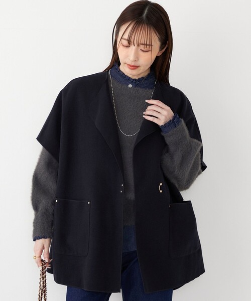 セール】SHIPS Colors:ダブルフェイス ウールライク オーバー ジレ