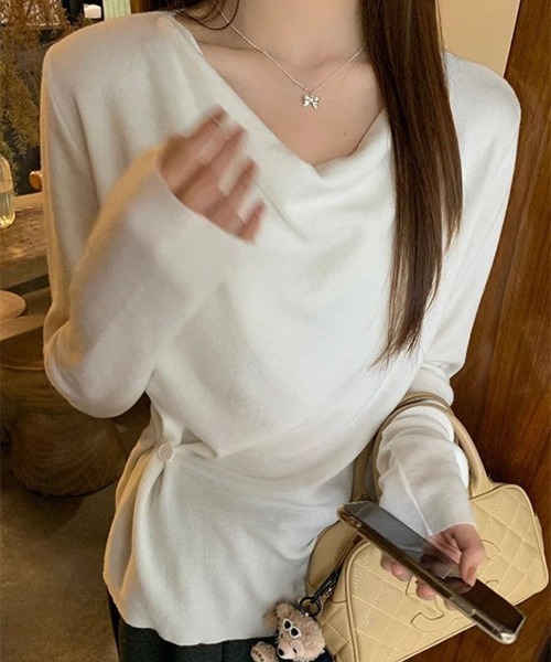 SallyLunn(サリーラン)の「ウエストマークエレガント長袖トップス(Tシャツ/カットソー・レディース・ホワイト/グレー・L/M)」の7枚目の写真