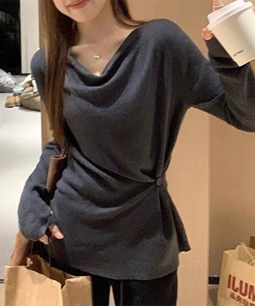 SallyLunn(サリーラン)の「ウエストマークエレガント長袖トップス(Tシャツ/カットソー・レディース・ホワイト/グレー・L/M)」の8枚目の写真