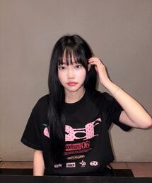 ストロベリードット ESCF ロゴ コラージュプリント オーバーサイズ 半袖Tシャツ ブラック