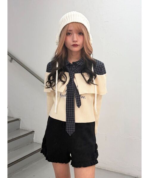 セール】シャツレイヤードオフショルニット（ニット/セーター