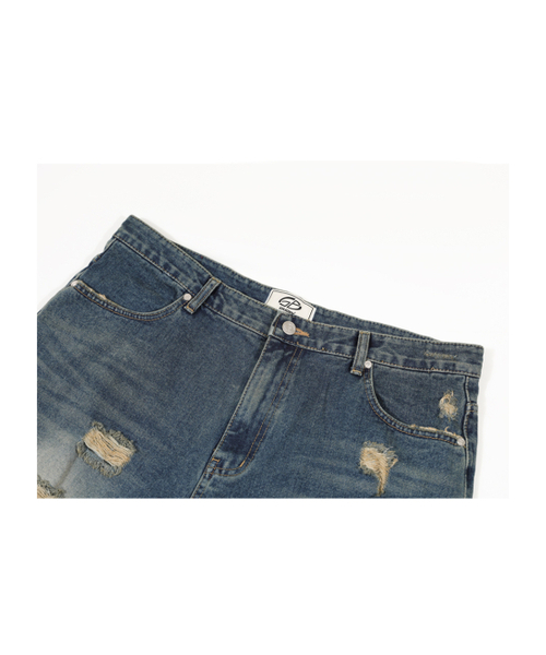 GUBIN（グビン）の「レトロダメージワイドデニムパンツ（デニムパンツ・メンズ・その他・LARGE/SMALL/MEDIUM）」の3枚目の写真