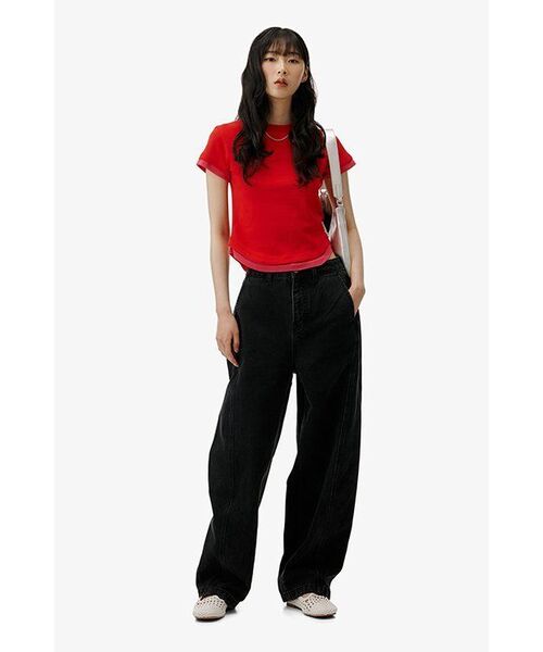 MUSINSA STANDARD WOMAN（ムシンサスタンダードウーマン）の「ウィメンズツイストセミバルーンデニムパンツ[ウォッシュドブラック]（デニムパンツ・レディース・その他・30/24/25/26/27/28/29）」の10枚目の写真