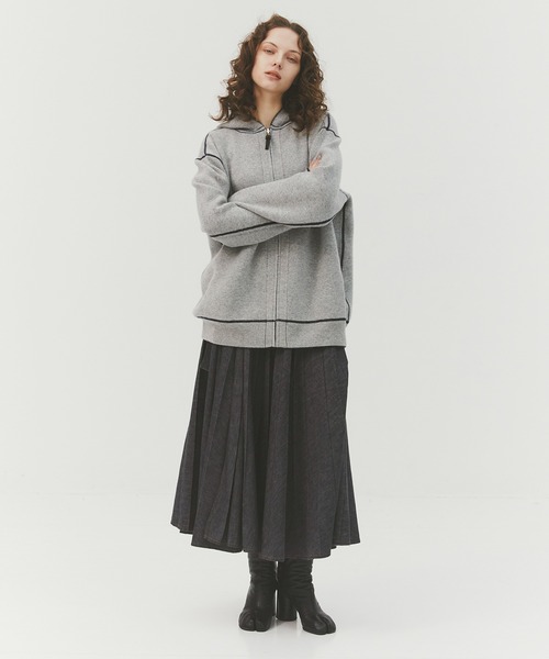 CASHMERE CASHMERE(カシミヤカシミヤ)の「【CASHMERE CASHMERE/カシミヤカシミヤ】CASHMERE REVERSIBLE ZIP UP HOODIE/カシミヤリバーシブルジップアップフーディ/ニット/パーカー(パーカー・レディース・ダークグリーン/ブラック/ダークネイビー/モカ/ダークグレー・40)」の14枚目の写真