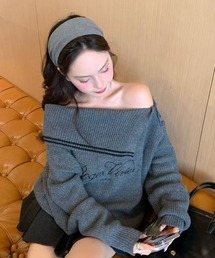MEMECLE（メメクル）の「【MEMECLE/メメクル】オフショルダー　刺繍セーラー風ニット（ニット/セーター）」