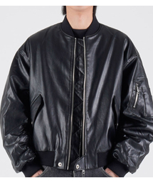 BUTTON SEOUL（ボタンソウル）の「Minimal Vegan Leather Blouson Jacket (Black)（MA-1・メンズ）」