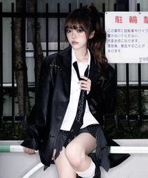 CHERRYQUIRI（チェリーキュリー）の「stud leather jacket - black（ライダースジャケット）」