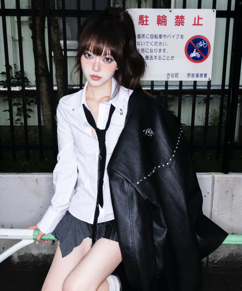 CHERRYQUIRI（チェリーキュリー）の「stud leather jacket - black（ライダースジャケット・レディース・その他・FREE）」の2枚目の写真