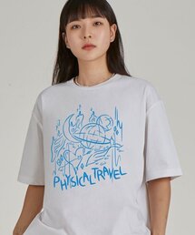 フロントフィジカルトレベルラウンドネック15番手綿半袖Tシャツ_ホワイト
