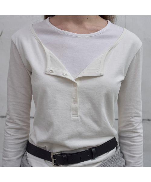 LCDC TM(エルシーディーシーティーエム)の「LAYERED HENLEY NECK JERSEY TOP (WHITE)(Tシャツ/カットソー・レディース・ホワイト・SMALL/MEDIUM)」の7枚目の写真