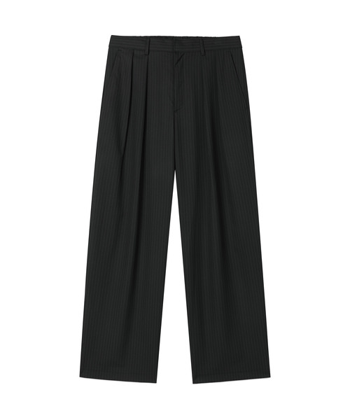 PRAIRIE(KR)(プレーリー)の「ツーピンタックピンストライプワイドスラックス(ブラック)(スラックス・メンズ・ブラック・SMALL/MEDIUM/LARGE)」の1枚目の写真