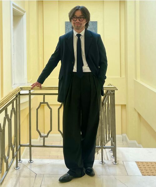 PRAIRIE(KR)(プレーリー)の「ツーピンタックピンストライプワイドスラックス(ブラック)(スラックス・メンズ・ブラック・SMALL/MEDIUM/LARGE)」の7枚目の写真
