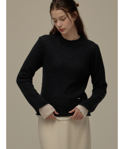 BEMUSE MANSION(ビミューズマンション)の「Half neck wool knit top - Navy(ニット/セーター・レディース・ネイビー・FREE)」の1枚目の写真