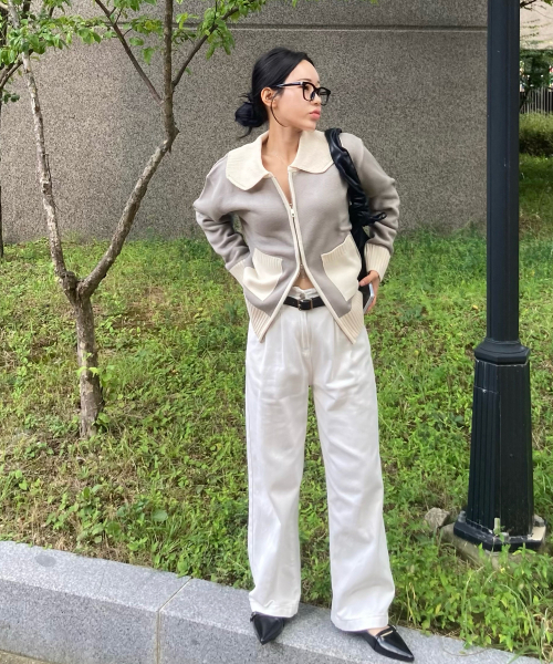 BLOND9(ブロンドナイン)の「ショールカラーコレクションニットジップアップ_グレー(ニット/セーター・レディース・その他・SMALL/MEDIUM)」の2枚目の写真