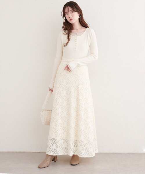 natural couture(ナチュラルクチュール)の「レイヤードニットプルオーバー(ニット/セーター・レディース・オフホワイト/ネイビー/ミント/サックスブルー・FREE)」の8枚目の写真