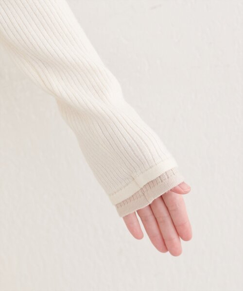 natural couture(ナチュラルクチュール)の「レイヤードニットプルオーバー(ニット/セーター・レディース・オフホワイト/ネイビー/ミント/サックスブルー・FREE)」の13枚目の写真