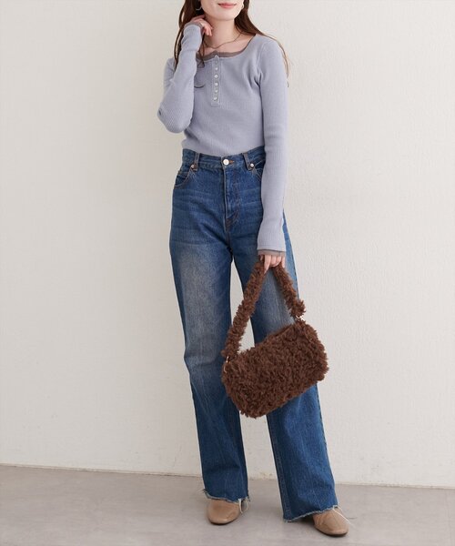 natural couture(ナチュラルクチュール)の「レイヤードニットプルオーバー(ニット/セーター・レディース・オフホワイト/ネイビー/ミント/サックスブルー・FREE)」の19枚目の写真
