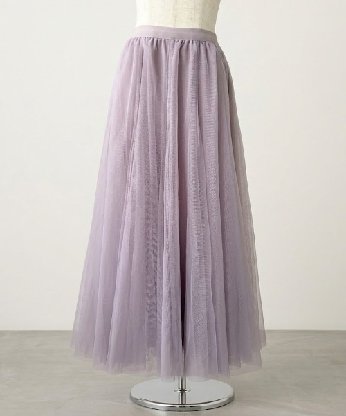 Maison Calme(メゾンカルム)の「【お気に入り数2000突破♪】【全6色展開】ウエストゴムプリーツチュールギャザーフレアロングスカート 裏地付き(スカート・レディース・ブラック/グレー/アイボリー/パープル/ベージュ/チャコール・F)」の8枚目の写真
