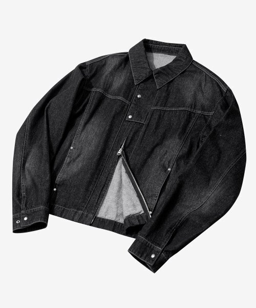 SECONDMONO（セカンドモノローグ）の「フラケット2WAYコントラストウォッシングデニムジャケット[ブラック]_SEJK014BLACK（デニムジャケット・レディース・その他・SMALL/MEDIUM/LARGE）」の2枚目の写真