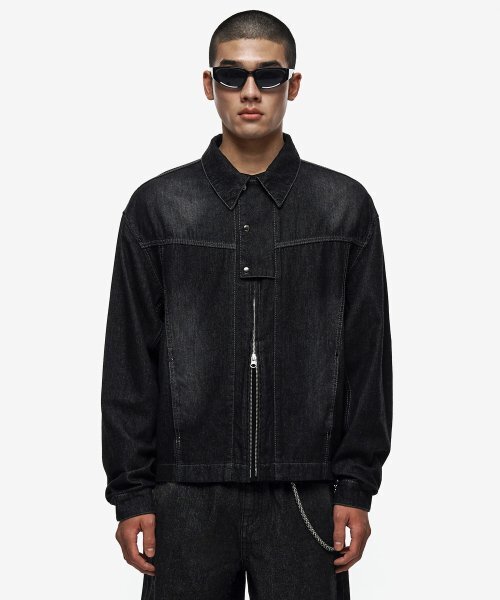 SECONDMONO（セカンドモノローグ）の「フラケット2WAYコントラストウォッシングデニムジャケット[ブラック]_SEJK014BLACK（デニムジャケット・レディース・その他・SMALL/MEDIUM/LARGE）」の5枚目の写真