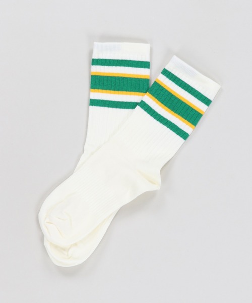 SPINNS（スピンズ）の「ラインソックス/クルー丈（ソックス/靴下・メンズ・ホワイト×グリーン/ホワイト×ブラック/ブラック×グリーン・ONESIZE）」の2枚目の写真