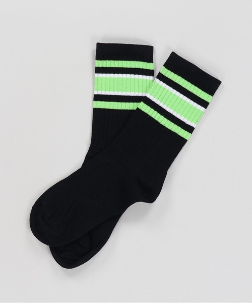 SPINNS（スピンズ）の「ラインソックス/クルー丈（ソックス/靴下・メンズ・ホワイト×グリーン/ホワイト×ブラック/ブラック×グリーン・ONESIZE）」の3枚目の写真