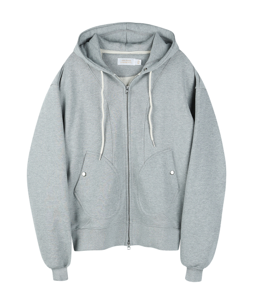 YOUNEEDGARMENTS(ユーニーズガーメンツ)の「カーブドフードスウェットパーカー (グレー)(パーカー・メンズ・その他・40/38/42)」の2枚目の写真