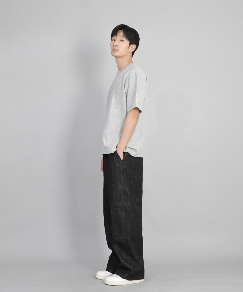 SAINTCREW(セントクルー)の「フロントカッティングディテールEXワイドパンツCDE-371デニムブラック(デニムパンツ・メンズ・その他・MEDIUM/LARGE/X-LARGE)」の2枚目の写真