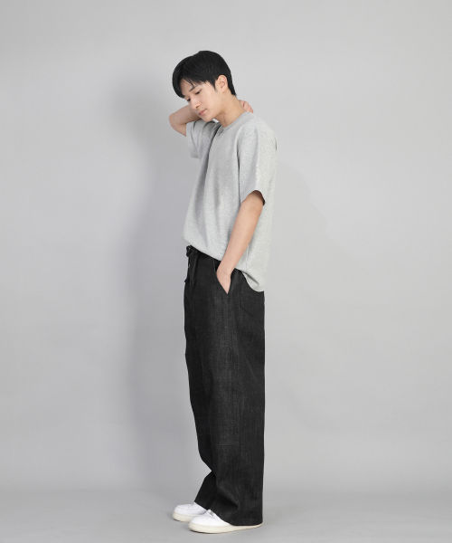 SAINTCREW(セントクルー)の「フロントカッティングディテールEXワイドパンツCDE-371デニムブラック(デニムパンツ・メンズ・その他・MEDIUM/LARGE/X-LARGE)」の7枚目の写真
