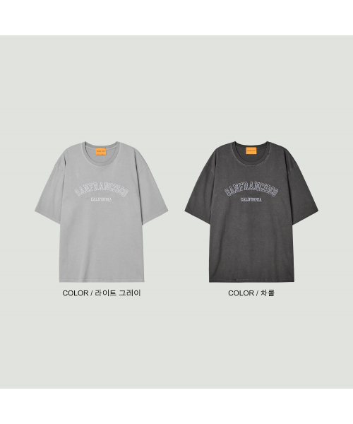 DOUBLE EIGHT(ダブルエイト)の「サンフランシスコ刺繍ピグメント半袖オーバーフィット(チャコール)(Tシャツ/カットソー・メンズ・チャコール・FREE)」の2枚目の写真