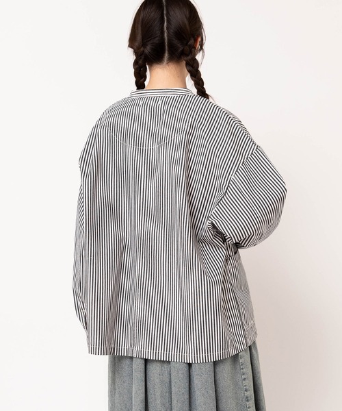 URCH RNA（アーチ アールエヌエー）の「J2176 フレンチワークのマルシェジャケット（デニムジャケット・レディース・ストライプ/ライトインディゴブルー・FREE）」の10枚目の写真