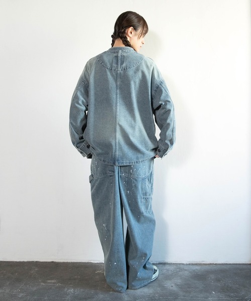 URCH RNA（アーチ アールエヌエー）の「J2176 フレンチワークのマルシェジャケット（デニムジャケット・レディース・ストライプ/ライトインディゴブルー・FREE）」の16枚目の写真