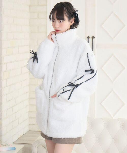 ems excite（エムズエキサイト）の「ラインリボンボアBZ（ブルゾン・レディース・ナチュラル/ブラック/ブラウン・FREE）」の7枚目の写真