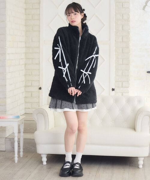 ems excite（エムズエキサイト）の「ラインリボンボアBZ（ブルゾン・レディース・ナチュラル/ブラック/ブラウン・FREE）」の10枚目の写真