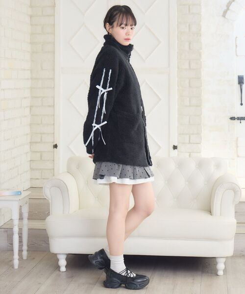 ems excite（エムズエキサイト）の「ラインリボンボアBZ（ブルゾン・レディース・ナチュラル/ブラック/ブラウン・FREE）」の11枚目の写真