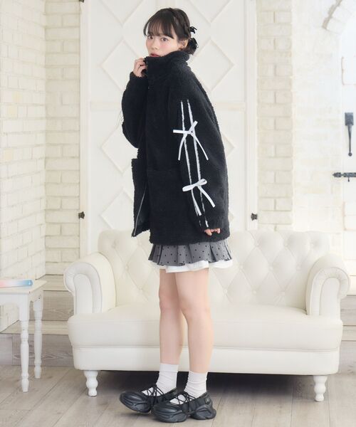 ems excite（エムズエキサイト）の「ラインリボンボアBZ（ブルゾン・レディース・ナチュラル/ブラック/ブラウン・FREE）」の13枚目の写真