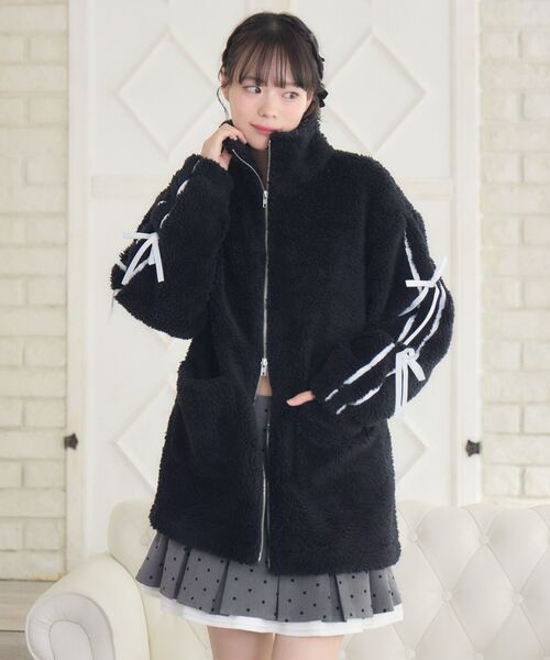 ems excite（エムズエキサイト）の「ラインリボンボアBZ（ブルゾン・レディース・ナチュラル/ブラック/ブラウン・FREE）」の14枚目の写真