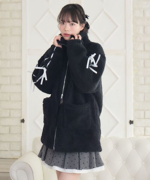 ems excite（エムズエキサイト）の「ラインリボンボアBZ（ブルゾン・レディース・ナチュラル/ブラック/ブラウン・FREE）」の15枚目の写真