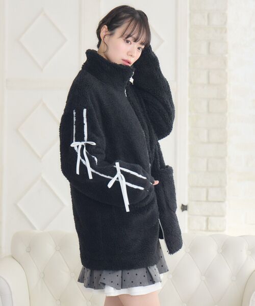 ems excite（エムズエキサイト）の「ラインリボンボアBZ（ブルゾン・レディース・ナチュラル/ブラック/ブラウン・FREE）」の16枚目の写真