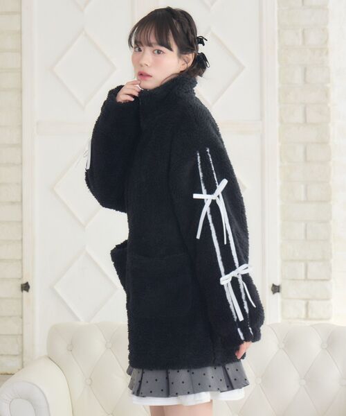 ems excite（エムズエキサイト）の「ラインリボンボアBZ（ブルゾン・レディース・ナチュラル/ブラック/ブラウン・FREE）」の18枚目の写真