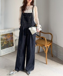 Java（ジャバ）の「《JaVa ジャバコラボ》スタイルアップを叶える！大人可愛い。ポケットデザインナローストラップタック入りデニムサロペット（サロペット/オーバーオール）」
