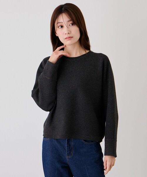 Jayro(ジャイロ)の「マフラー付きラメドルマンニット(ニット/セーター・レディース・ライトグレー/ブルー系その他4/チャコールグレー・FREE)」の7枚目の写真