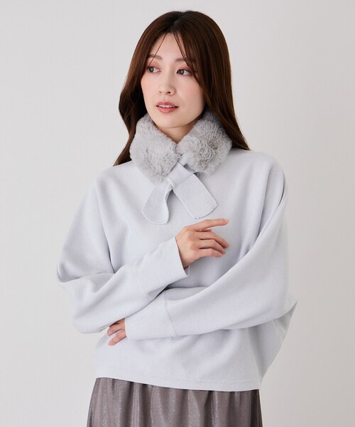 Jayro(ジャイロ)の「マフラー付きラメドルマンニット(ニット/セーター・レディース・ライトグレー/ブルー系その他4/チャコールグレー・FREE)」の17枚目の写真