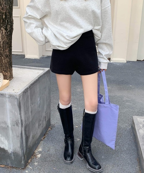 inst.ALL(インストール)の「春も使える!ニットショートパンツ(その他パンツ・レディース・ブラック/グレー・M)」の4枚目の写真