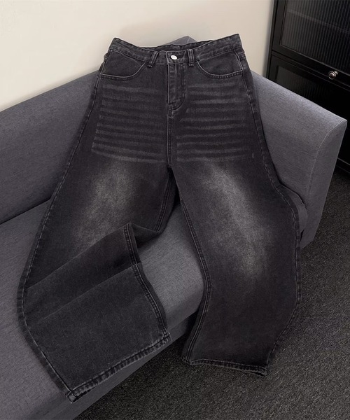 NANEA（ナネア）の「バックロゴプリント＆クロスモチーフ カーブデニムパンツ（デニムパンツ・レディース・ブラック・X-LARGE/LARGE/MEDIUM/SMALL）」の22枚目の写真