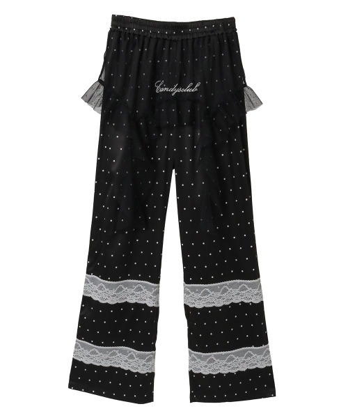 Candy Stripper(キャンディストリッパー)の「LACE TRIM LAYERED DOT SATIN パンツ(その他パンツ・レディース・チャコール/ブラック/アイボリー・FREE)」の2枚目の写真