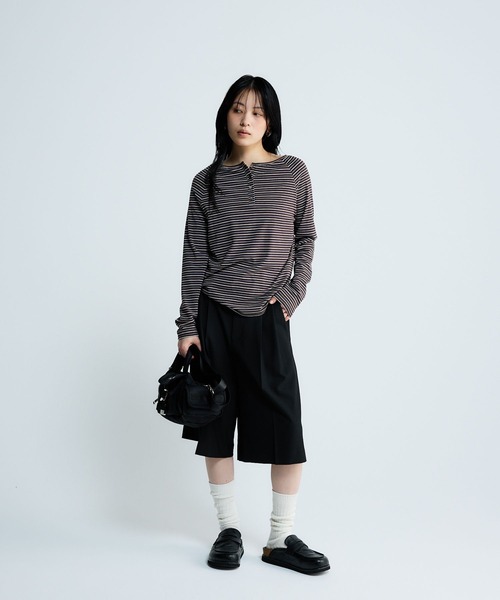 JEANASIS(ジーナシス)の「【SET UP対応】2タックハーフパンツ/638834(スラックス・レディース・ブラック/ブラウン/ネイビー系・FREE)」の15枚目の写真