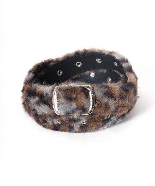 VISION STREET WEAR(ヴィジョンストリートウェア)の「VISION STREET WEAR(ヴィジョンストリートウェア)FUR BELT/フェイクファーベルト/ヒョウ柄 無地/ユニセックス(ベルト・レディース・パープル/ブラウン系その他/グリーン系その他/ピンク系その他/イエロー/ブラック/グレー系その他/ピンク系その他2・FREE)」の3枚目の写真